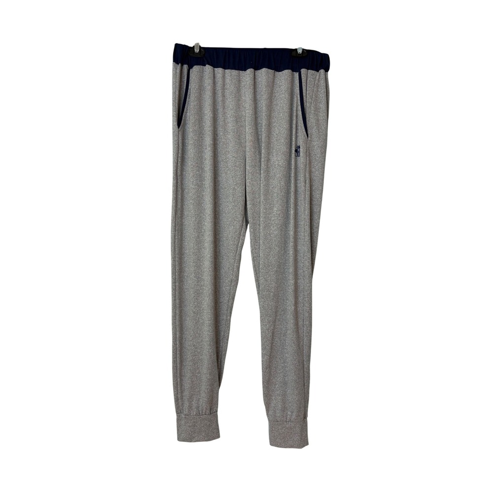 Caribbean Joe Womens XL Gray Navy Blue Lounge Jogger Pants Palm Tree Logo Casual